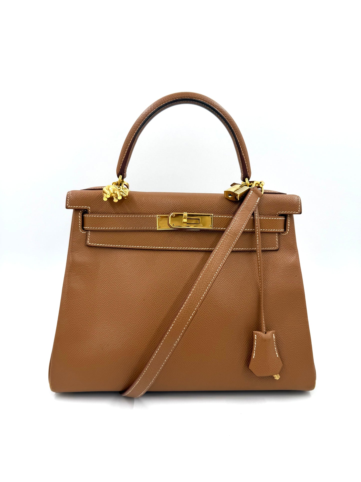 HERMÈS Kelly 28 Courchevel gold GHW