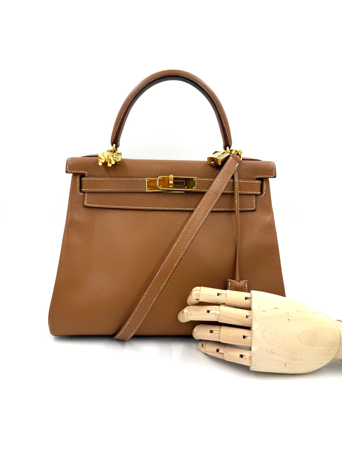 HERMÈS Kelly 28 Courchevel gold GHW
