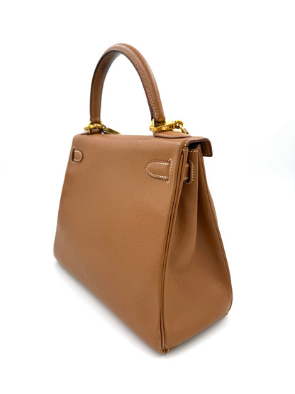 HERMÈS Kelly 28 Courchevel gold GHW