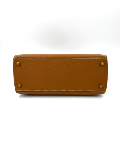 HERMÈS Kelly 28 Courchevel gold GHW