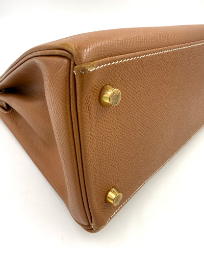 HERMÈS Kelly 28 Courchevel gold GHW