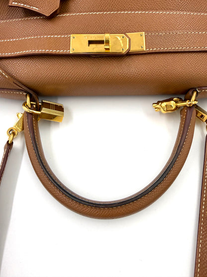 HERMÈS Kelly 28 Courchevel gold GHW