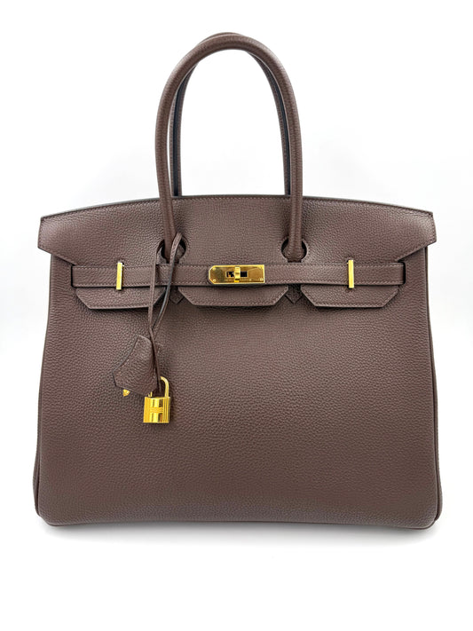 HERMÈS Birkin 35 Togo Marrone GHW