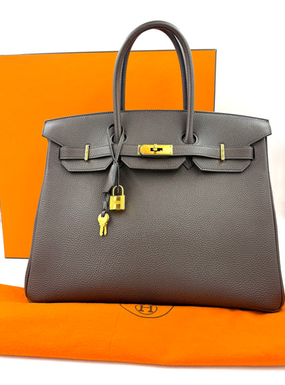 HERMÈS Birkin 35 Togo Marrone GHW
