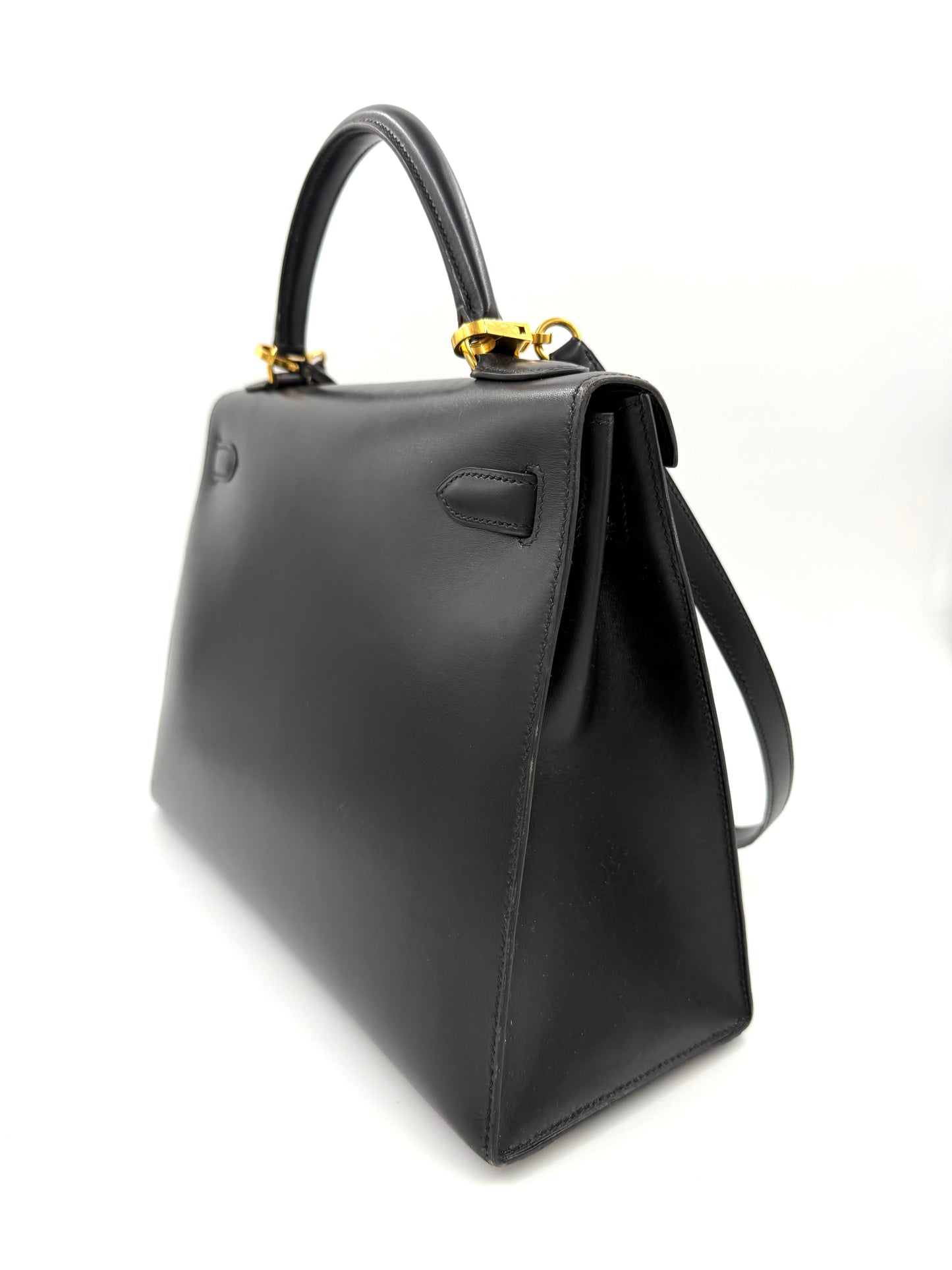 HERMÈS Kelly 32 Boxleder schwarz GHW