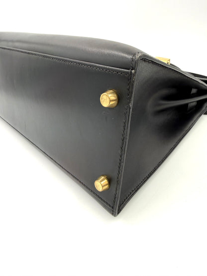 HERMÈS Kelly 32 Boxleder schwarz GHW