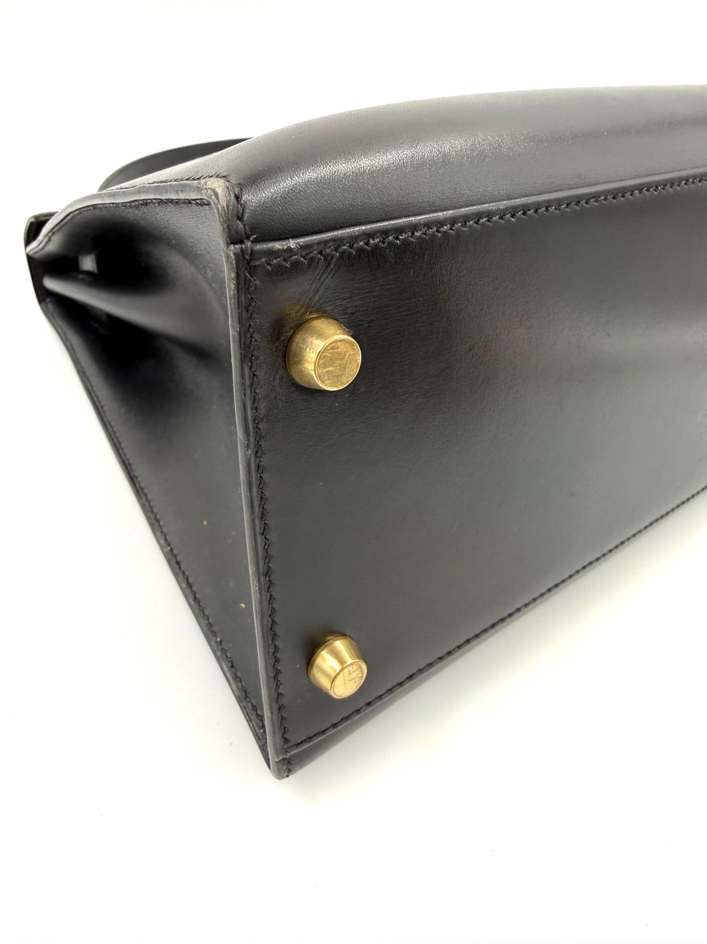 HERMÈS Kelly 32 Boxleder schwarz GHW