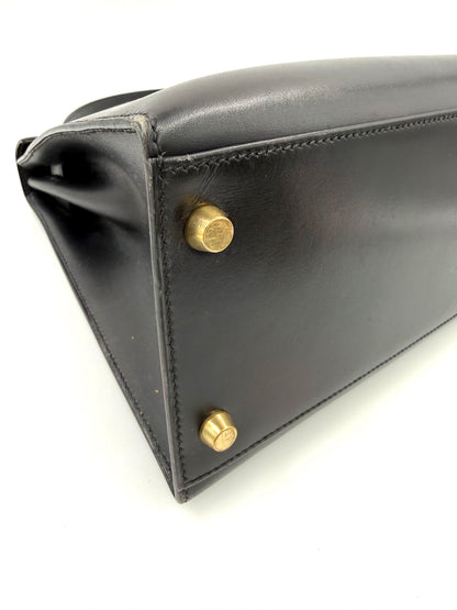 HERMÈS Kelly 32 Boxleder schwarz GHW