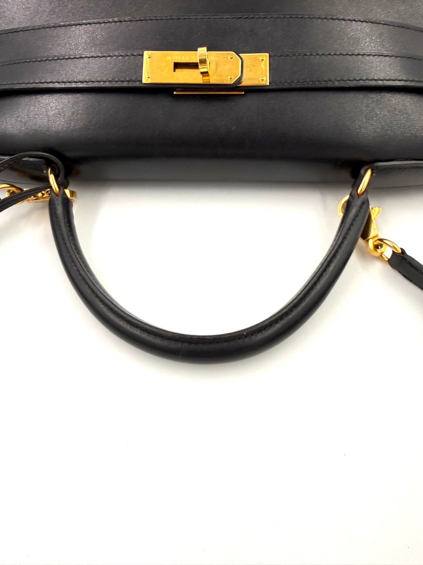HERMÈS Kelly 32 Boxleder schwarz GHW