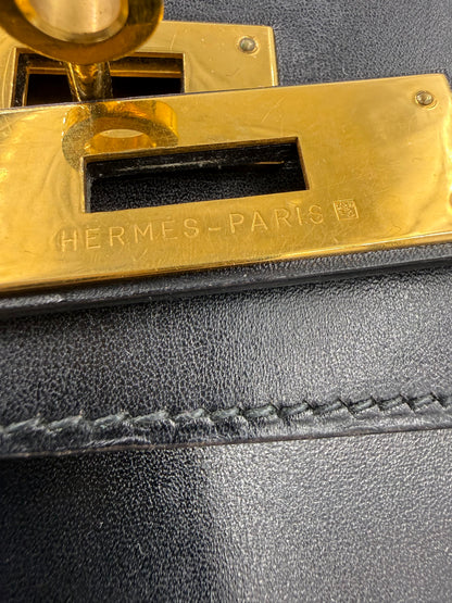 HERMÈS Kelly 32 Boxleder schwarz GHW