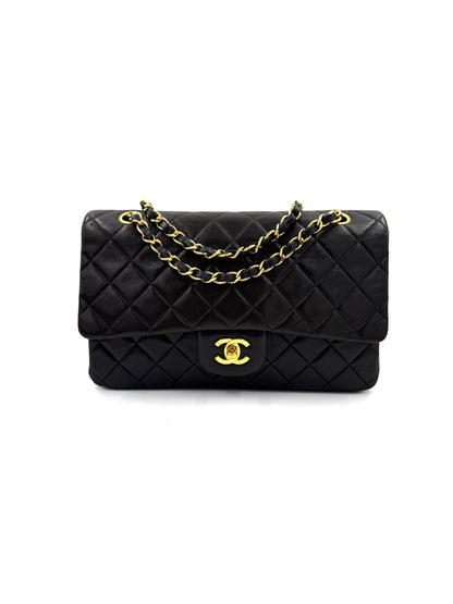 CHANEL Timeless Double Flap medium Lammleder schwarz GHW Vintage