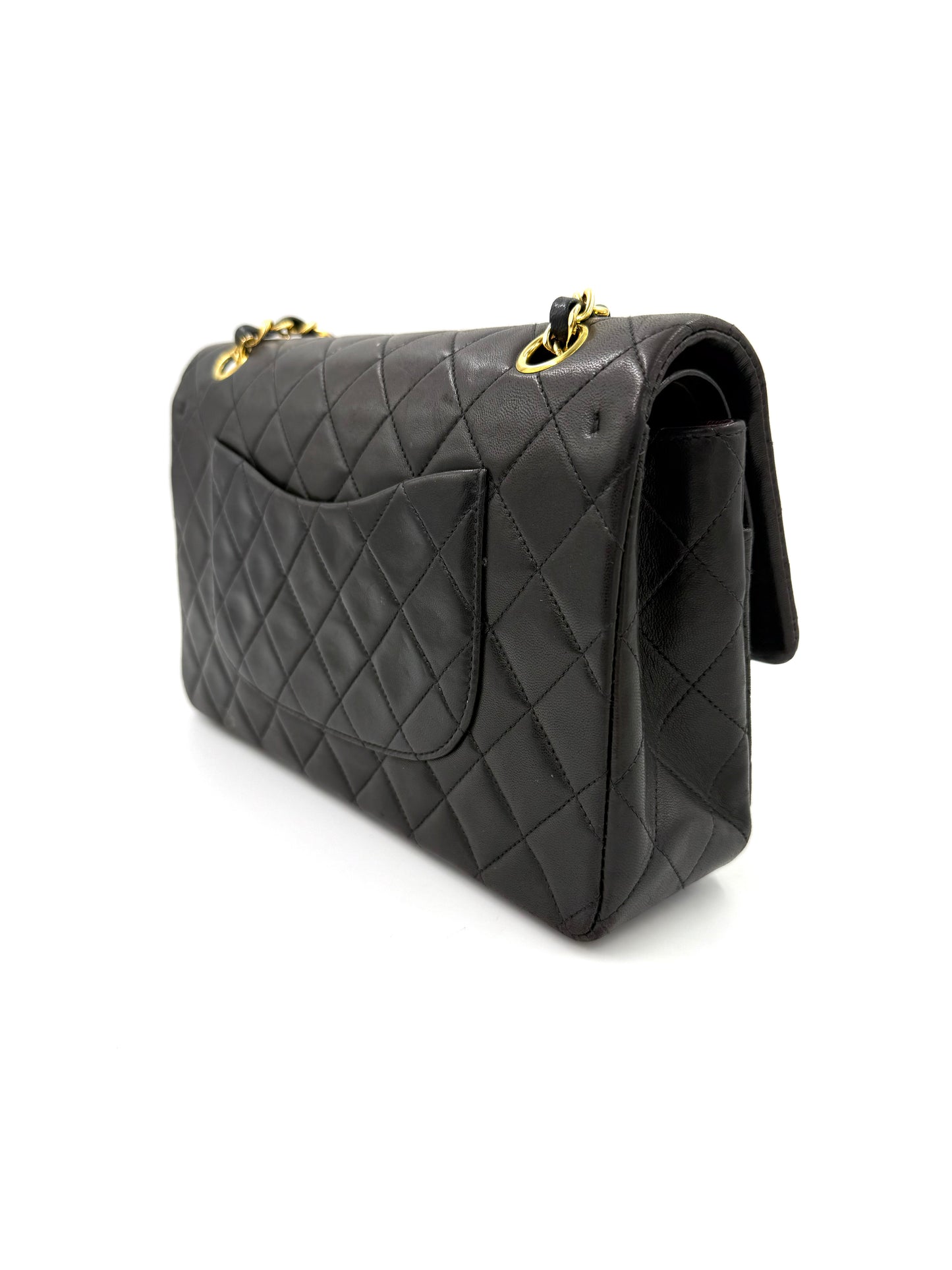 CHANEL Timeless Double Flap medium Lammleder schwarz GHW Vintage