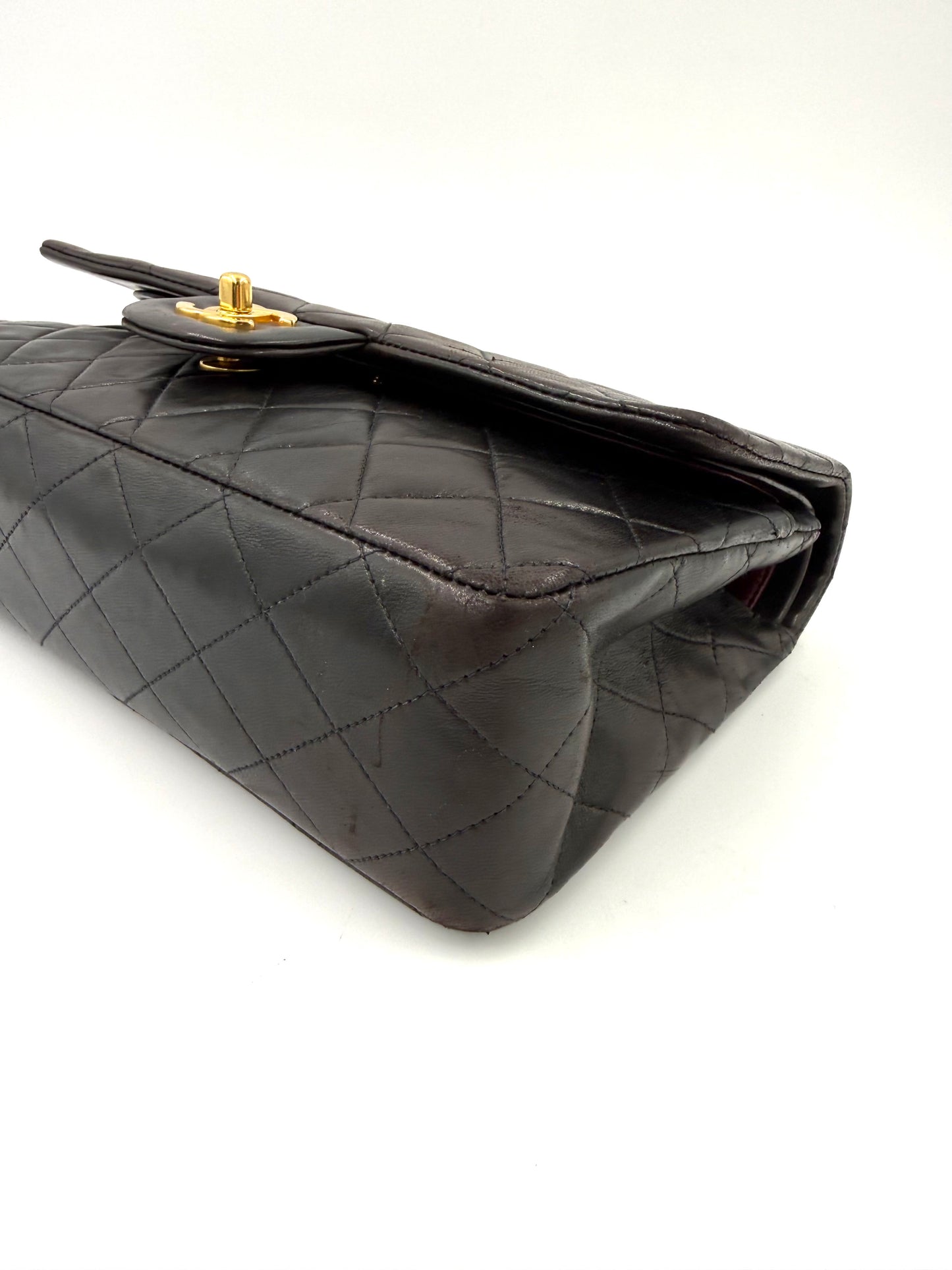 CHANEL Timeless Double Flap medium Lammleder schwarz GHW Vintage