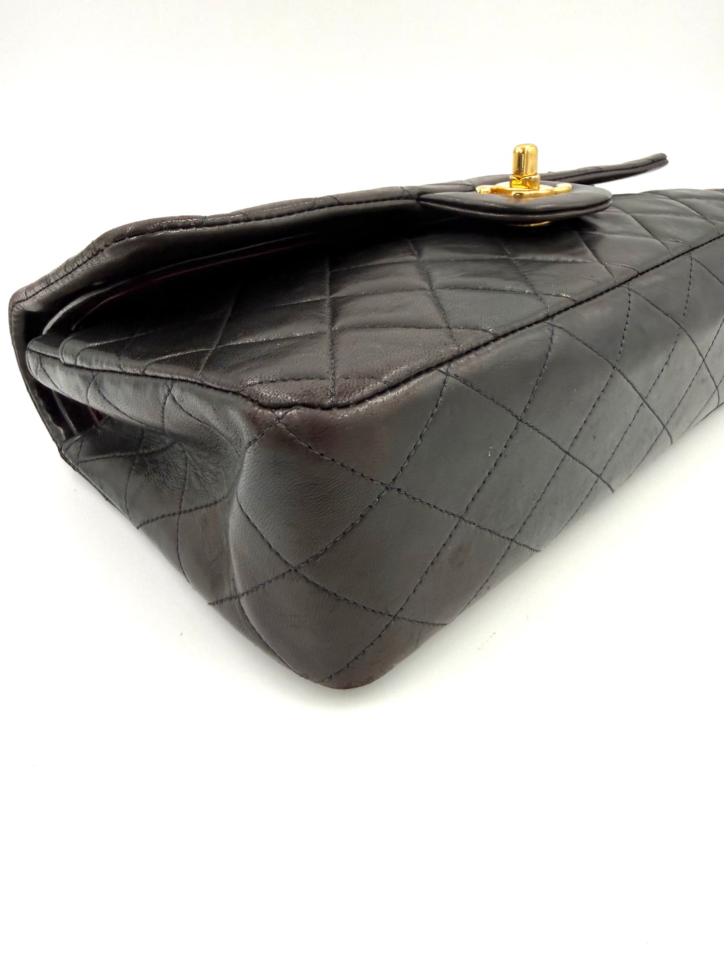 CHANEL Timeless Double Flap medium Lammleder schwarz GHW Vintage