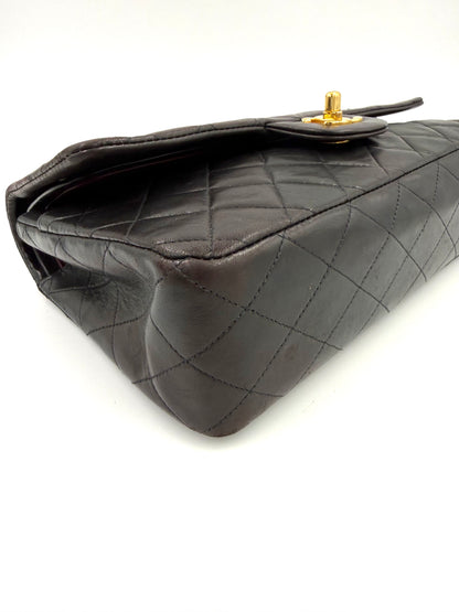 CHANEL Timeless Double Flap medium Lammleder schwarz GHW Vintage