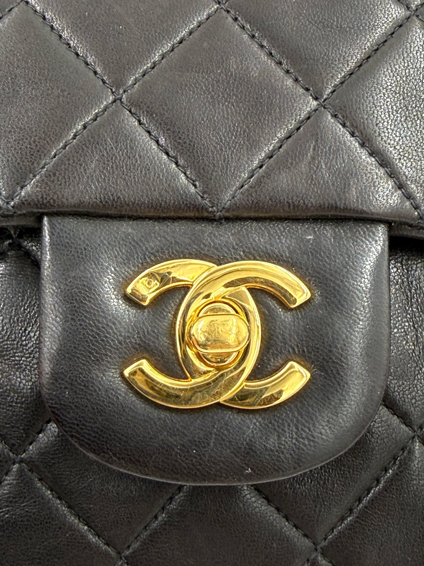 CHANEL Timeless Double Flap medium Lammleder schwarz GHW Vintage