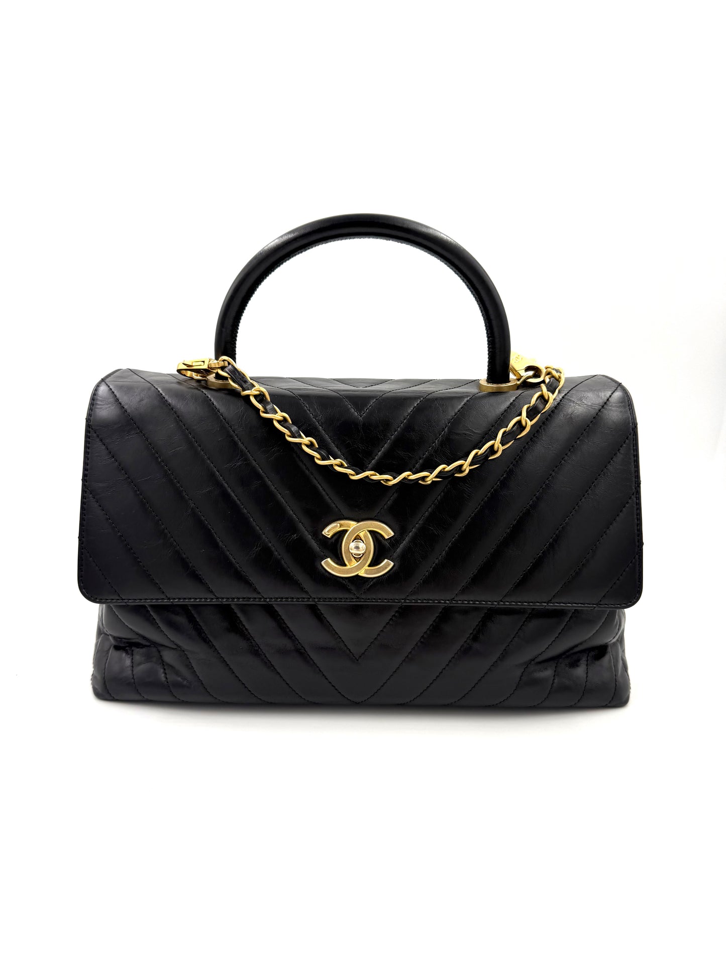 CHANEL Top Handle Jumbo schwarz Lammleder