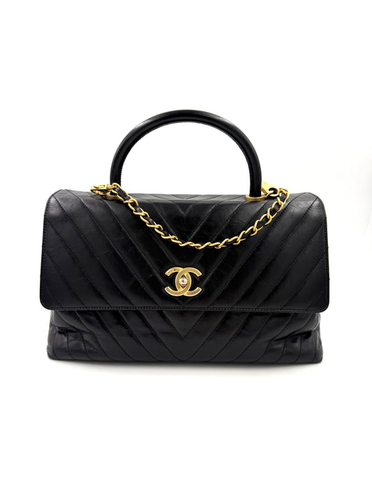 CHANEL Top Handle Jumbo schwarz Lammleder