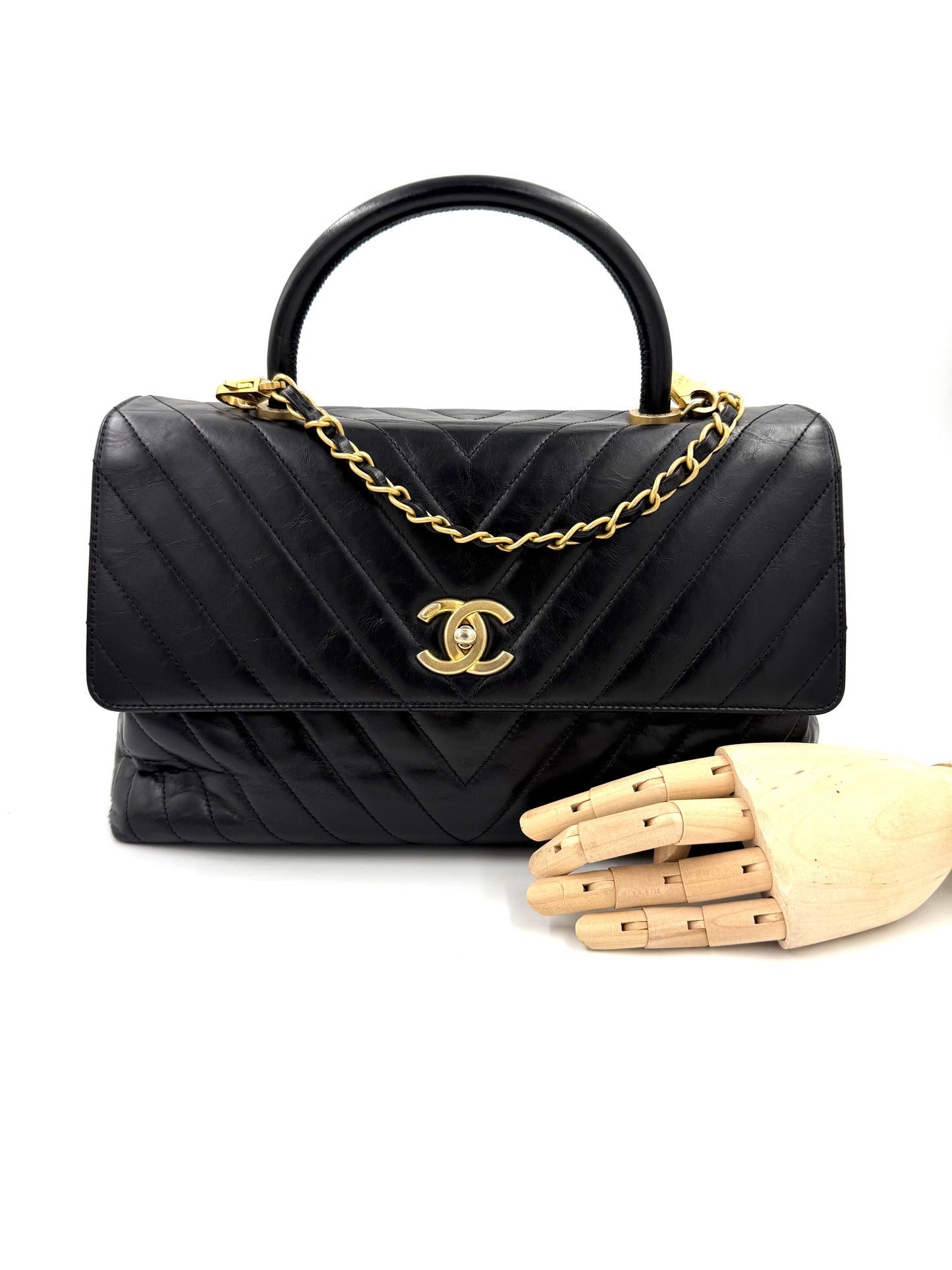 CHANEL Top Handle Jumbo schwarz Lammleder