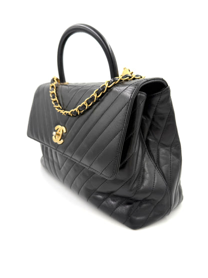 CHANEL Top Handle Jumbo schwarz Lammleder