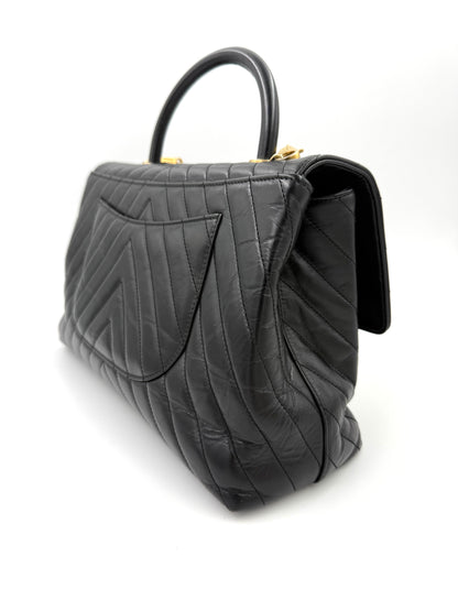 CHANEL Top Handle Jumbo schwarz Lammleder