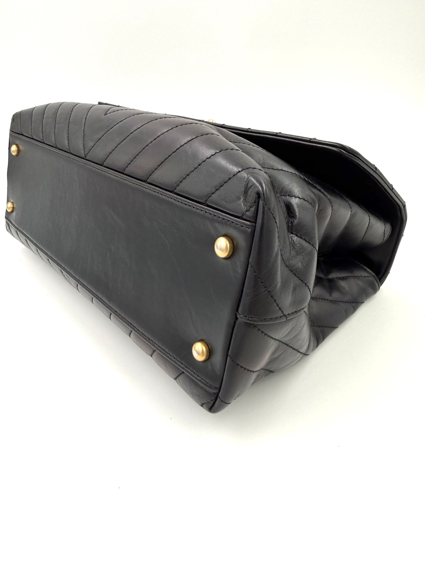 CHANEL Top Handle Jumbo schwarz Lammleder