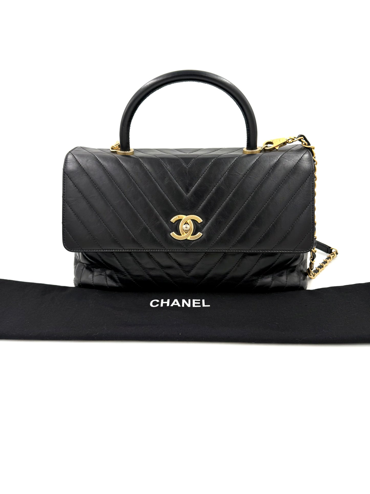 CHANEL Top Handle Jumbo schwarz Lammleder