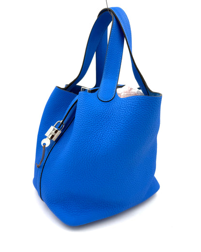 HERMÈS Picotin 22 Lock Bleu Hydra PHW