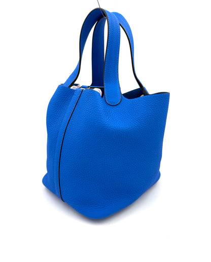 HERMÈS Picotin 22 Lock Bleu Hydra PHW