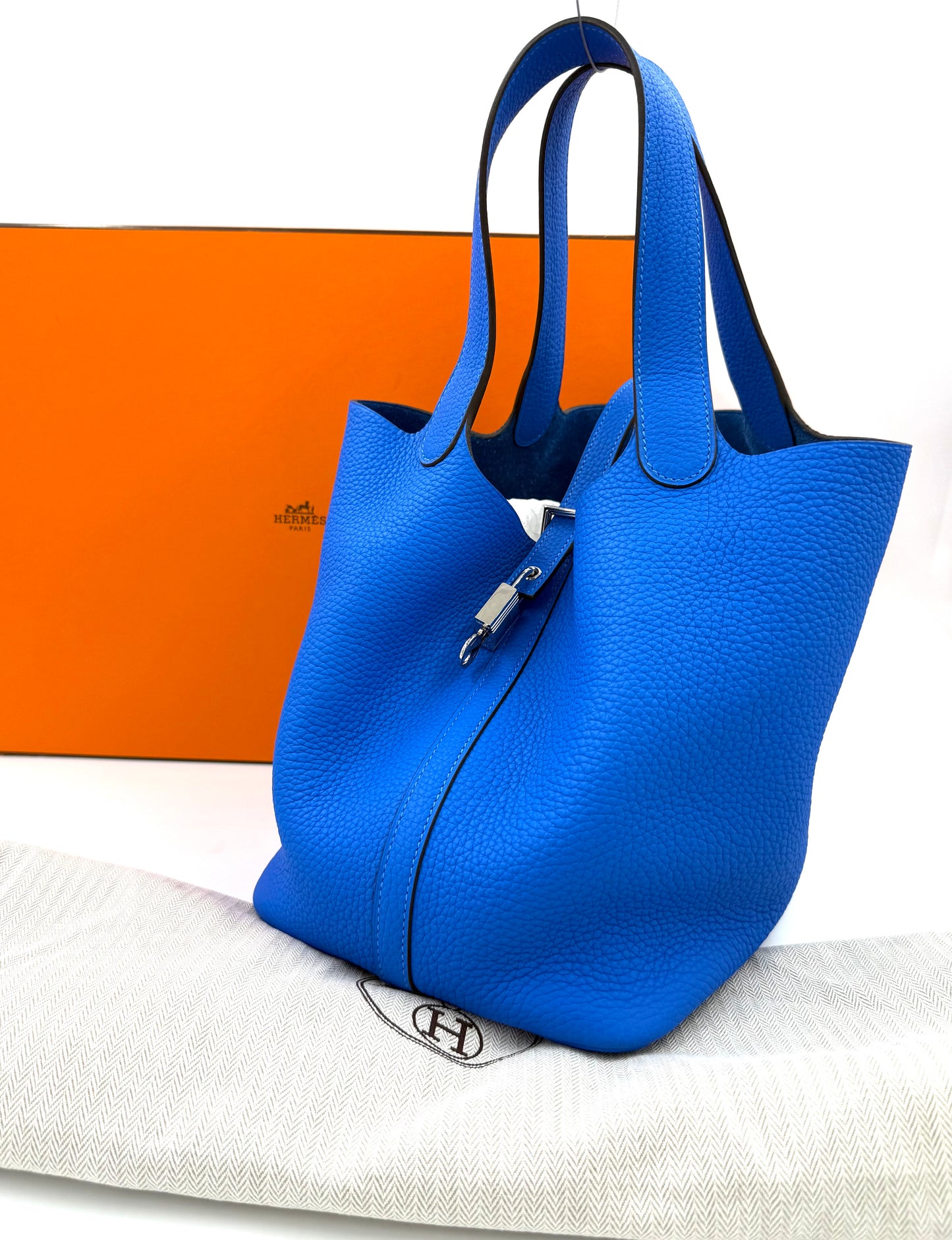 HERMÈS Picotin 22 Lock Bleu Hydra PHW