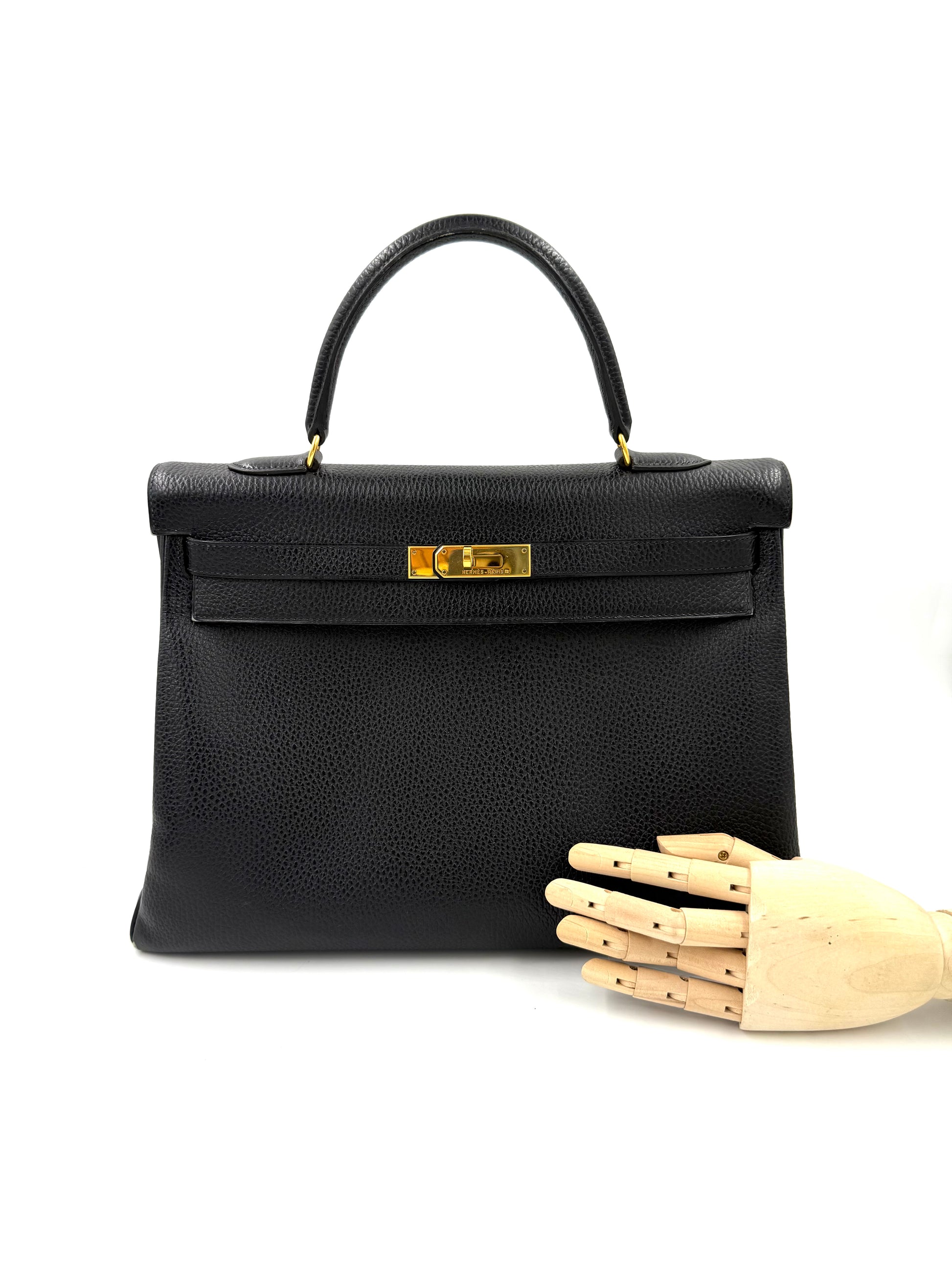 HERMÈS Kelly 35 schwarz GHW – Clutch Macarons