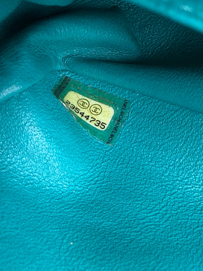 CHANEL Single Flap Mini Rectangular Caviar türkis GHW