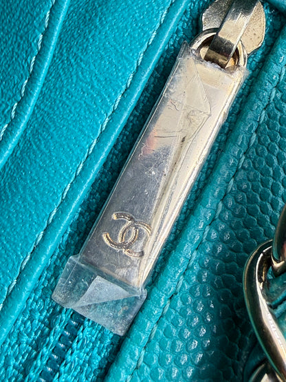 CHANEL Single Flap Mini Rectangular Caviar türkis GHW