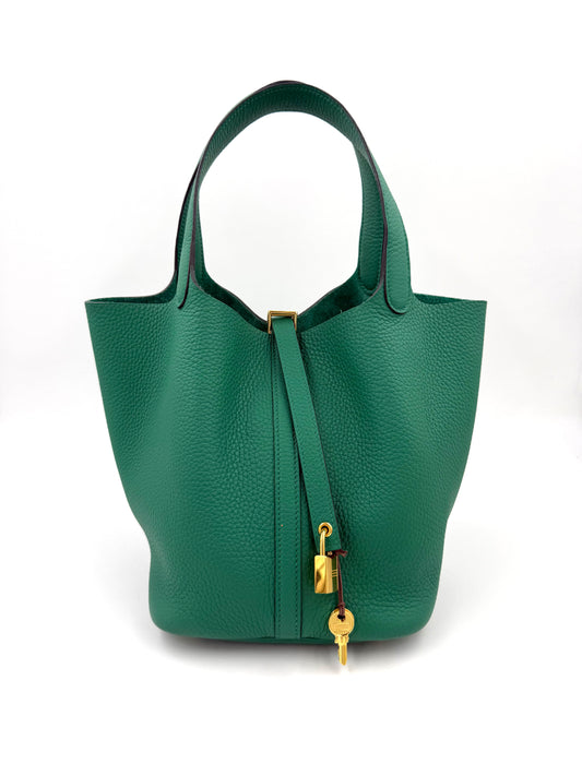 HERMÈS Picotin 22 Lock grün GHW