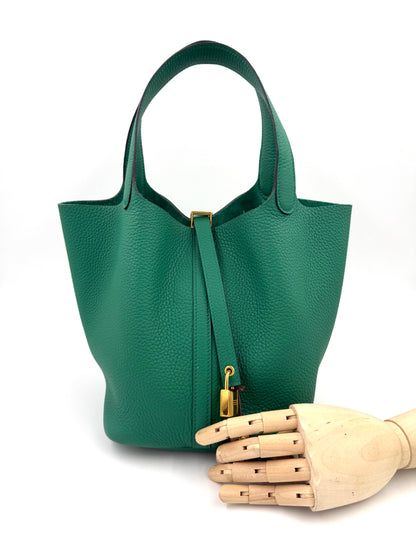 HERMÈS Picotin 22 Lock grün GHW