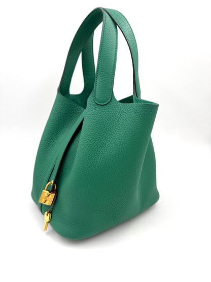 HERMÈS Picotin 22 Lock grün GHW