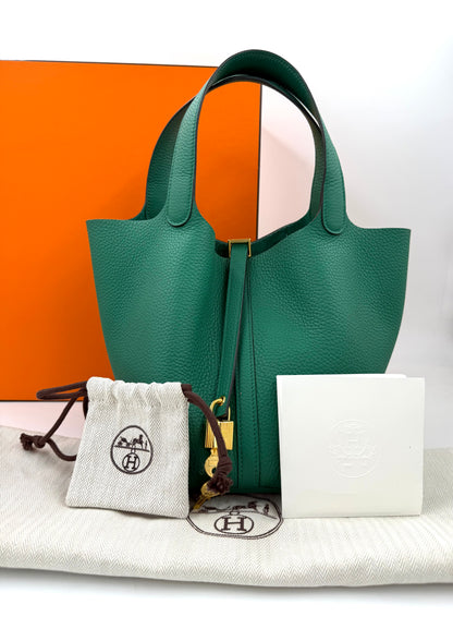 HERMÈS Picotin 22 Lock grün GHW