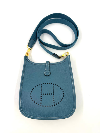 HERMÈS Mini Evelyne 16 New Blue Jean GHW