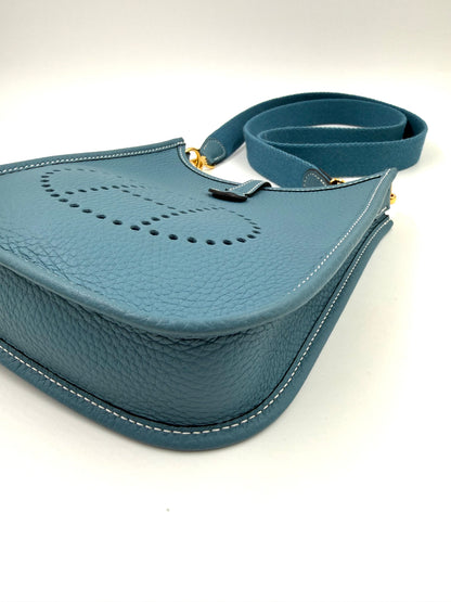 HERMÈS Mini Evelyne 16 New Blue Jean GHW