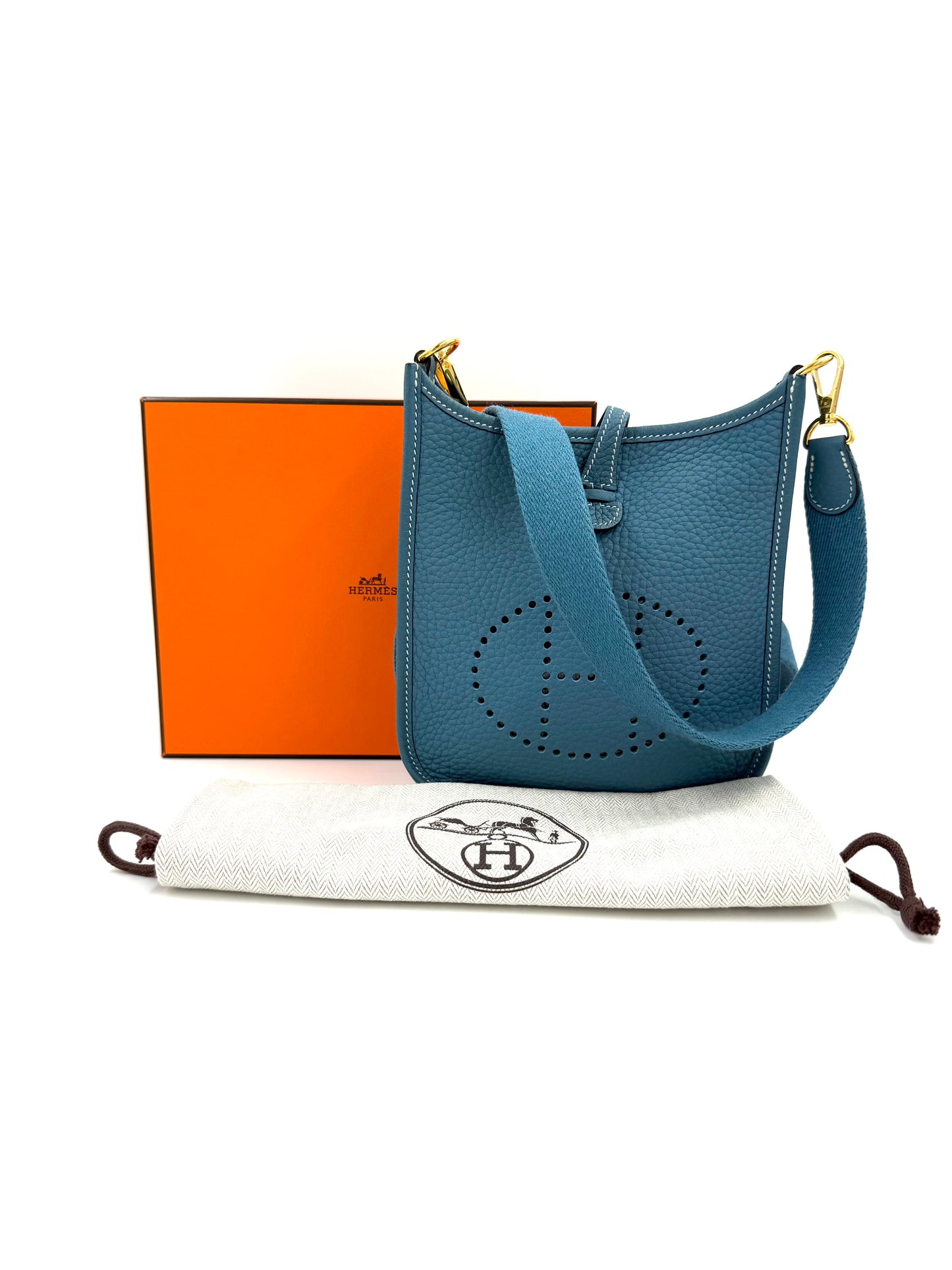 HERMÈS Evelyne 16 New Blue Jean GHW