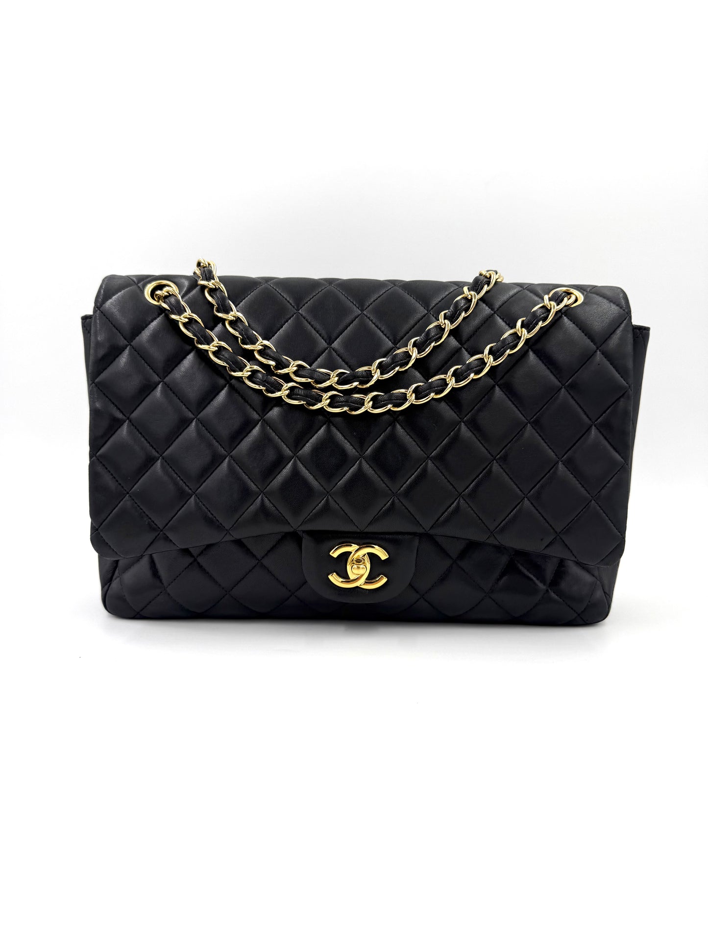 CHANEL Timeless Single Flap Maxi schwarz Lammleder GHW