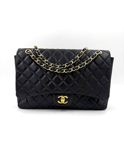 CHANEL Timeless Single Flap Maxi schwarz Lammleder GHW