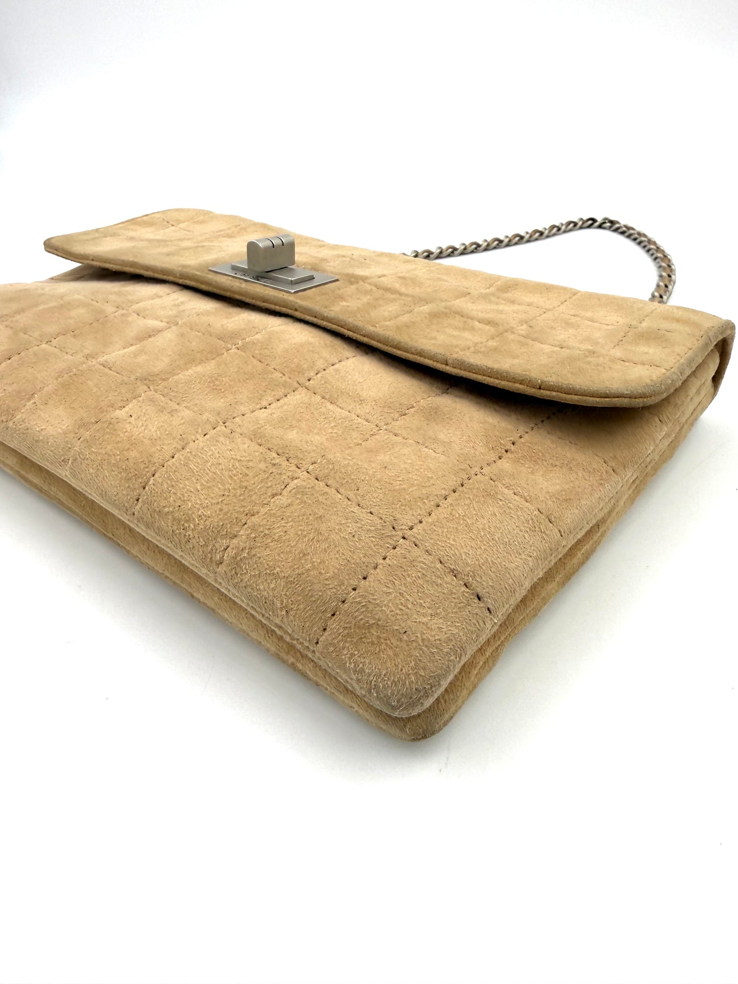 CHANEL 2.55 Suede beige Vintage Clutch