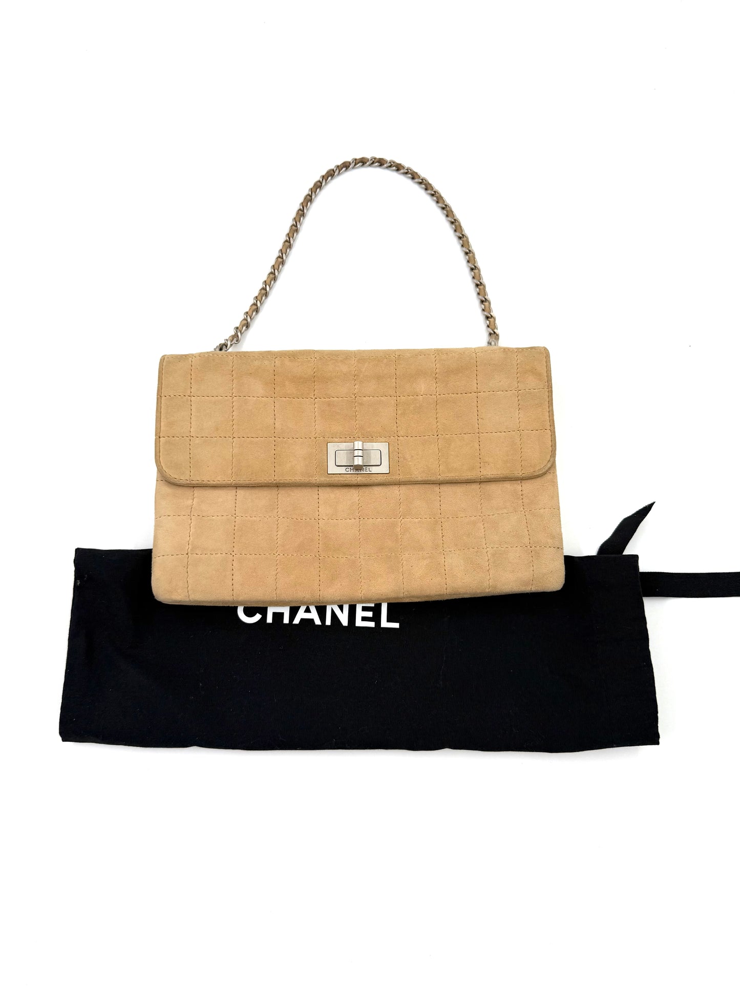 CHANEL 2.55 Suede beige Vintage Clutch