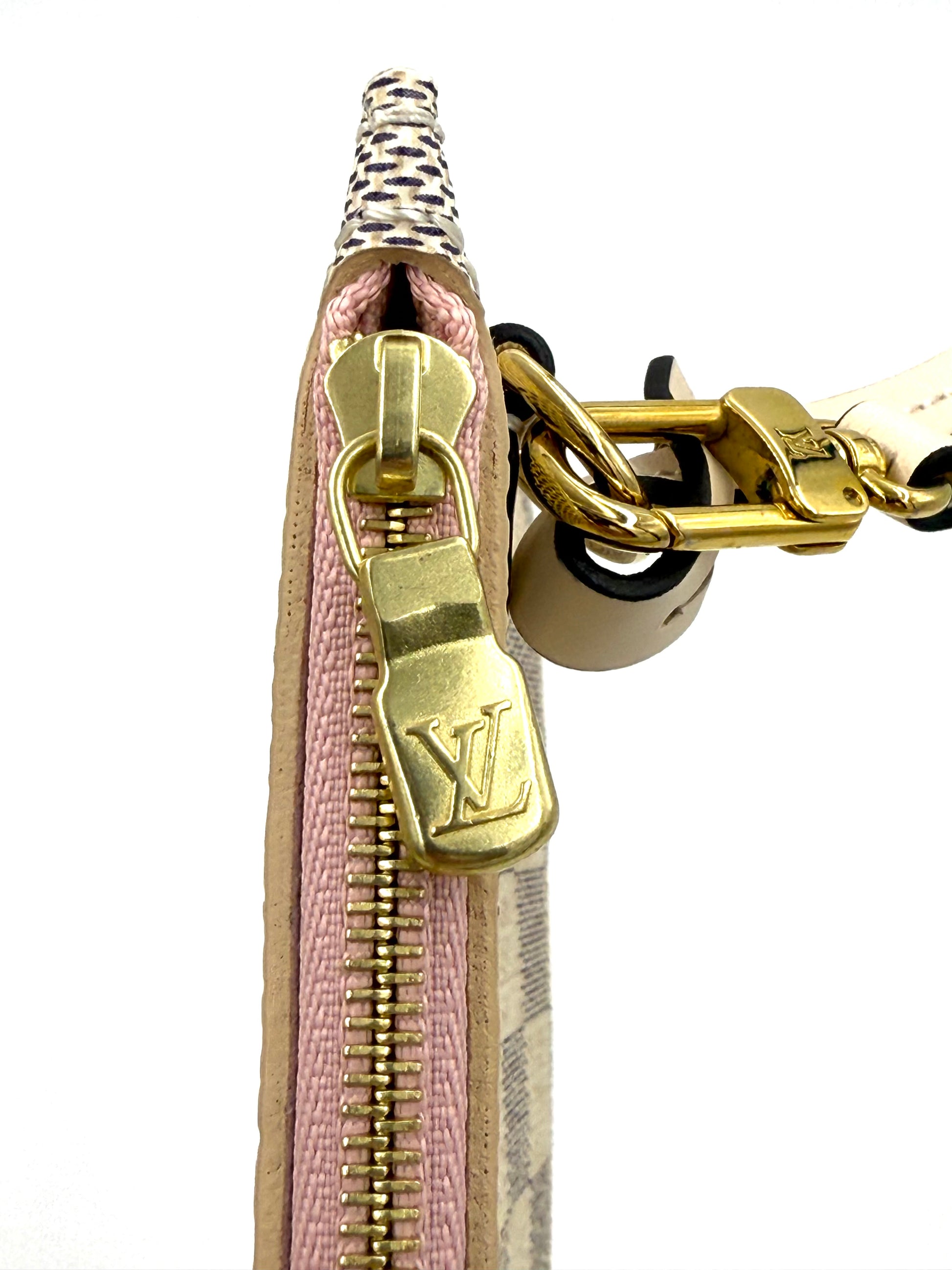 LOUIS VUITTON Neverfull MM Damier Azur Braided Rose Ballerine