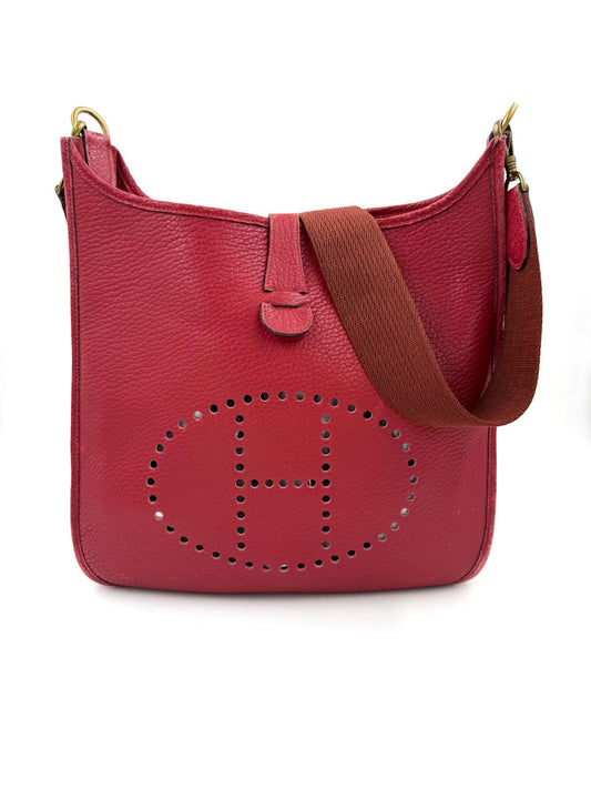 HERMÈS Vintage Evelyne 33 rouge Clemenceleder - Clutch & Macarons - unlesbar - Clutch & Macarons - 