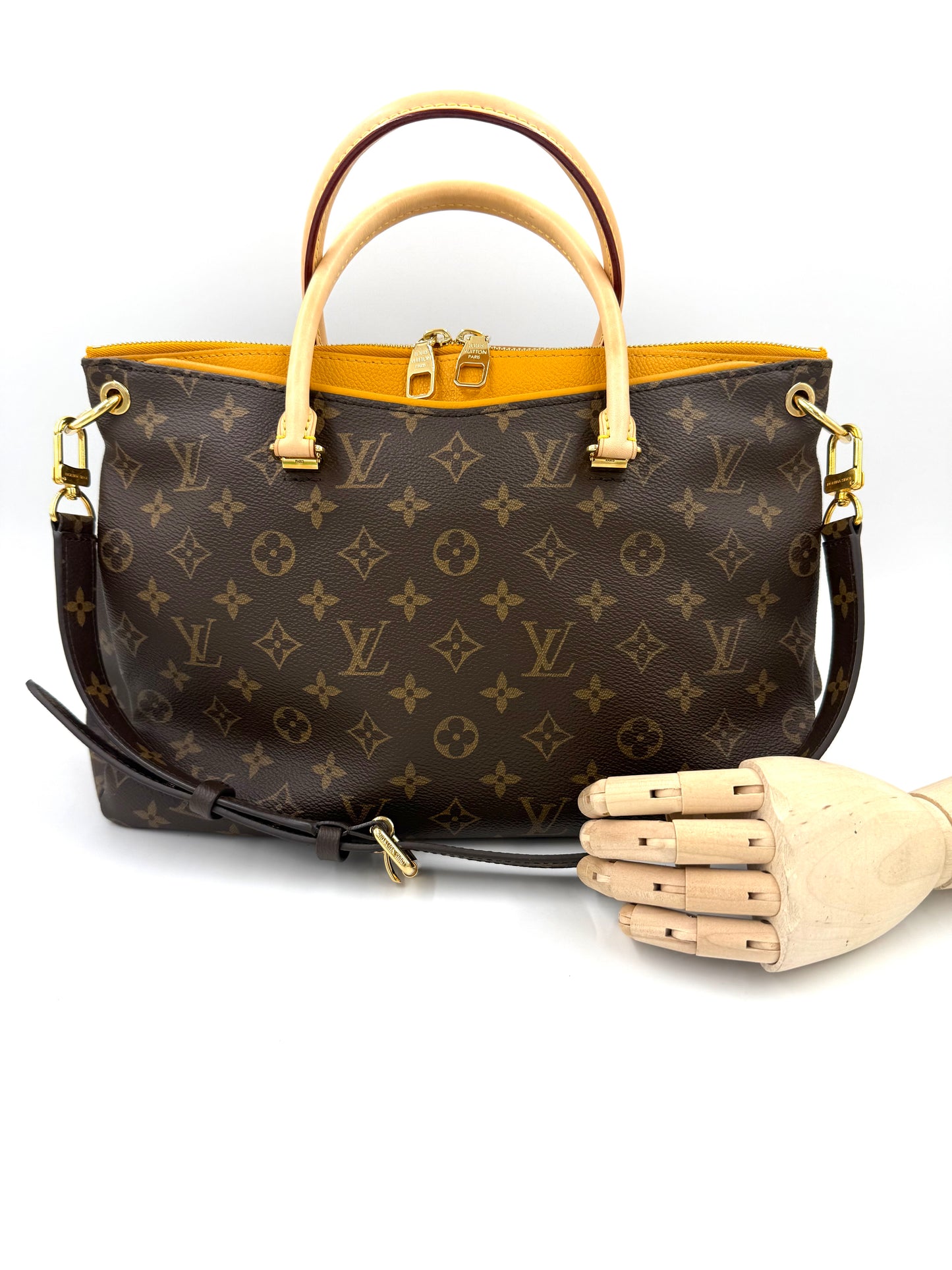 LOUIS VUITTON Pallas MM Monogram Canvas Safran