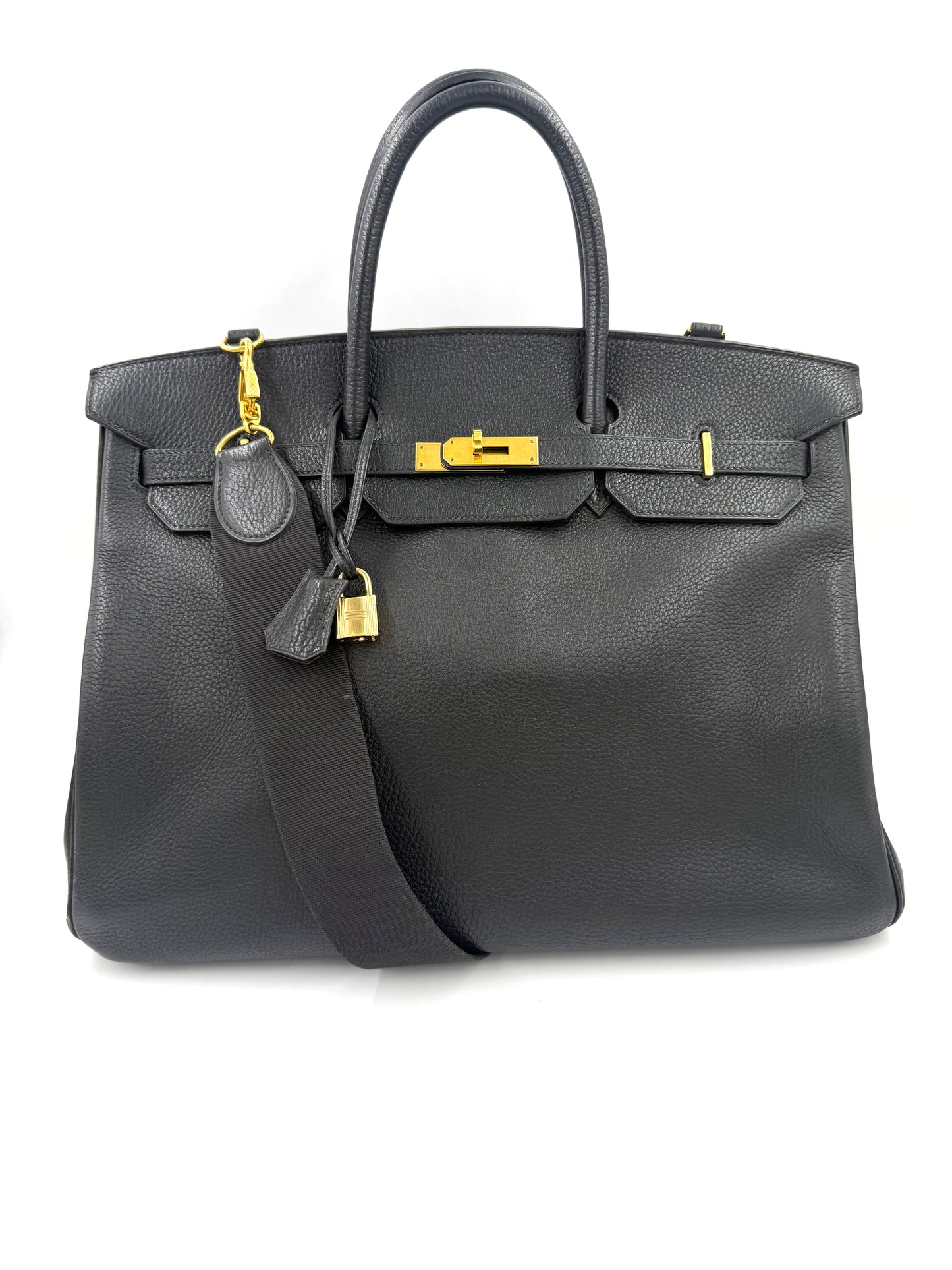 HERMÈS Birkin 40 schwarz GHW mit Schulterriemen