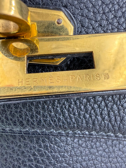 HERMÈS Birkin 40 schwarz GHW mit Schulterriemen