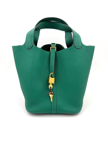 HERMÈS Picotin 22 Lock grün GHW